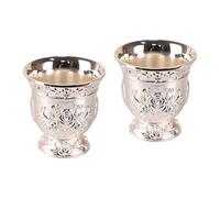 Kaeltsyn Lot de 2 verres à shot miniatures métalliques avec fleur complexe pour bourbons et brandy
