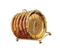 Kaeltsyn Lot de 6 assiettes à dessert élégantes en alliage avec support pour fruits, collations et café, dessous de verre pour thé de l'après-midi avec support et plateau de service