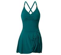 Kaeltsyn Maillot de bain avec jupe et slip - Col en V - Bretelles réglables - Maillot de bain pour femme