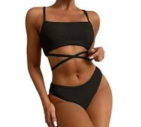 Kaeltsyn Maillot de bain deux pièces pour femme avec bretelles spaghetti - Maillot de bain haut de couleur pour les vacances - Maillots de bain croisés pour femme - Maillots de bain deux pièces