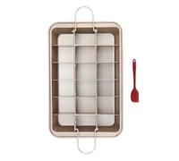 Kaeltsyn Moule à brownie à 18 séparateurs, construction en acier carbone avec revêtement, idéal pour les desserts de forme constante à chaque fois, plateau permanent en acier carbone