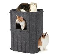 Kaeltsyn Niche pour animal domestique à double étage avec plateforme d'observation séparée pour chat timide toute l'année