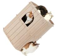 Kaeltsyn Niche pour animal domestique à double étage avec plateforme d'observation séparée pour chat timide toute l'année