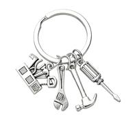 Kaeltsyn Pendentif chaîne unique en forme d'outil avec clé miniature tournevis et marteau accessoire unique à suspendre sac porte-clés