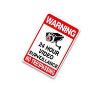 Kaeltsyn Plaque d'avertissement vidéo 24 heures en fer blanc avec trous de montage et coins arrondis