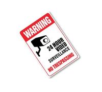 Kaeltsyn Plaque d'avertissement vidéo 24 heures en fer blanc avec trous de montage et coins arrondis