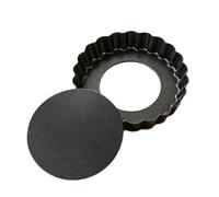Kaeltsyn Plat de cuisson en acier carbone pour tartes, pizza, 10CM | Base circulaire séparée pour un démoulage de la, côtés cannelés pour des bords définis, nettoyage