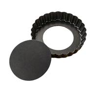 Kaeltsyn Plat de cuisson en acier carbone pour tartes, pizza, 12CM | Base circulaire séparée pour un démoulage de la, côtés cannelés pour des bords définis, nettoyage