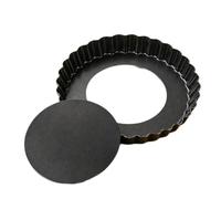 Kaeltsyn Plat de cuisson en acier carbone pour tartes, pizza, 22CM | Base circulaire séparée pour un démoulage de la, côtés cannelés pour des bords définis, nettoyage