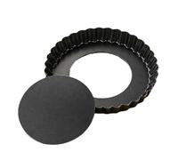 Kaeltsyn Plat de cuisson en acier carbone pour tartes, pizza, 24CM | Base circulaire séparée pour un démoulage de la, côtés cannelés pour des bords définis, nettoyage