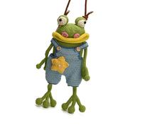 Kaeltsyn Sac à bandoulière en tricot avec motif grenouilles - Ouverture facile sur le dessus - Sangle réglable - Rangement essentiel au crochet, bleu