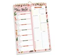 Kaeltsyn Spirals Carnet de notes pour planification des repas avec listes de courses amovibles et crochet de suspension murale pour l'organisation hebdomadaire des repas