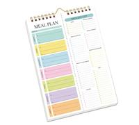 Kaeltsyn Spirals Carnet de notes pour planification des repas avec listes de courses amovibles et crochet de suspension murale pour l'organisation hebdomadaire des repas