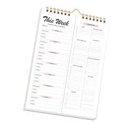 Kaeltsyn Spirals Carnet de notes pour planification des repas avec listes de courses amovibles et crochet de suspension murale pour l'organisation hebdomadaire des repas