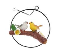 Kaeltsyn Statues d'oiseaux réalistes perchées sur une balançoire pour décoration extérieure - Sculpture de perroquet à suspendre sur une branche - Figurines suspendues dans des anneaux en métal