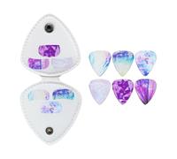 Kaeltsyn Support de médiator en cuir synthétique avec 6 médiators pour guitares - Pochettes de transport pour médiators, 0,58 mm, Light, Motif serpentin violet transparent