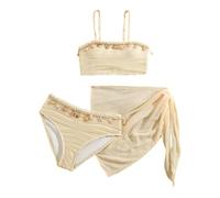 Kaeltsyn Tenue de bain de piscine et de plage pour filles avec ensemble de 3 pièces cache-maillot de bain et jupe enveloppante pour voyage, maillot de bain pour filles, jupe enveloppante, sangle