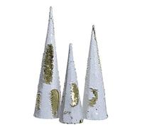 Kaemingk 8719152366637 Lot de 3 cônes de Noël avec Paillettes réversibles Blanc/doré Multicolore