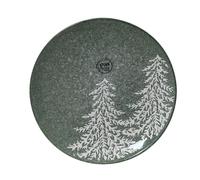 KAEMINGK-Assiette plate décor sapins coloris vert en grès - diamètre 27 cm