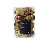 KAEMINGK-Boite de 12 glands en verre brillant coloris expresso paillettes - diamètre 3 cm