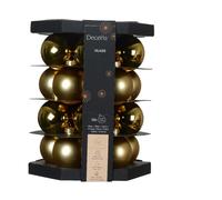 KAEMINGK-Boîte de 20 boules de Noël coloris or en verre - diamètre 6 cm