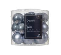 KAEMINGK-Boite de 24 mini-boules en verre brillant coloris bleu - 2,5 cm