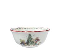 Kaemingk Bol à Céréales en Céramique - Motif de Noël - Vaisselle pour le Petit-Déjeuner - Blanc - 15 x 7 cm