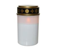 KAEMINGK-Bougie tombale blanche en plastique à LED effet flamme pour extérieur Toussaint - diamètre 7,5 x H 12,5 cm