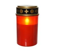 KAEMINGK-Bougie tombale rouge en plastique à LED effet flamme pour extérieur Toussaint - diamètre 7,5 x H 12,5 cm
