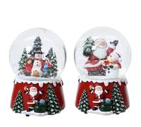 KAEMINGK-Boule à neige musicale en polyrésine rouge avec scène de Noël - diamètre 10 x H 14,5 cm