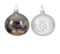 KAEMINGK-Boule en verre argent étoiles - diamètre 8 cm