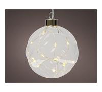 KAEMINGK-Boule en verre blanc micro LED blanc chaud - diamètre 12 cm