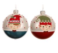 KAEMINGK-Boule en verre finition mate blanc d’hiver avec décor elfe - diamètre 8 cm