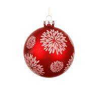 KAEMINGK-Boule en verre mate rouge avec décor feu d’artifice - diamètre 10 cm