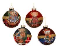 KAEMINGK-Boule en verre multicolore avec motif ours - diamètre 8 cm