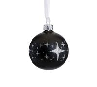 KAEMINGK-Boule en verre noir pourtour étoiles - diamètre 6 cm