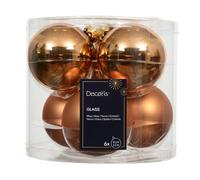Kaemingk Brandy - Lot de 6 boules de Noël en verre - 8 cm - Mat et brillant - Grandes boules de Noël pour Noël - Décoration de Noël et décoration de sapin de Noël