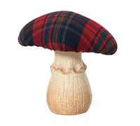 KAEMINGK-Champignon à chapeau tartan en terre cuite - 14 x 18 x 18,5 cm