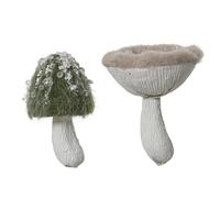 KAEMINGK-Champignon en polyester à pied blanc et chapeau coloré effet glacé - diamètre 7 x H 9 cm