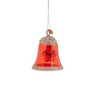 KAEMINGK-Cloche en verre transparent Rouge paillettes et étoile - 6,20 x 6,20 x 7,50 cm