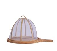 KAEMINGK-Cloche sur planche à découper coloris marron en bois d'acacia - diamètre 26 cm