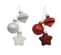KAEMINGK-Décoration à suspendre oignon boule étoile en verre coloris blanc ou rouge - 3,5 x 11,5 cm