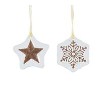 KAEMINGK-Décoration de Noël à suspendre forme étoile blanc/ or - diamètre 7,5 x H 16 cm