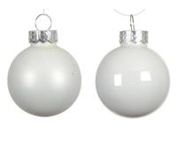 KAEMINGK-Ensemble de 16 boules en verre émaillé et mat blanc d’hiver - diamètre 3,5 cm