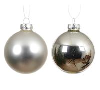 KAEMINGK-Ensemble de 6 boules en verre brillant et mat argent - diamètre 8 cm