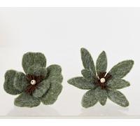 KAEMINGK-Fleur de poinsettia vert romarin sur clip - diamètre 20 cm