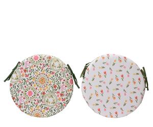 KAEMINGK-Galette de chaise ronde en polyester à motif floral multicolore - diamètre 39 x H 4 cm