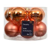Kaemingk Lot de 10 boules de Noël en verre - 6 cm - Mat et brillant - Boules de Noël pour Noël - Décoration de Noël et décoration de sapin de Noël - Orange chaud