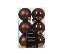 Lot de 12 boules de Noël en plastique incassables - Décoration Noel - Marron expresso - Marron chocolat - Marron marron - Marron cuivré - Cannelle