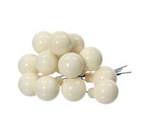 Kaemingk Lot de 12 boules de Noël en verre en forme de grappe avec fil métallique de 2,5 cm - petites boules de décoration - Décoration de sapin de Noël et décoration de Noël - Blanc laineux